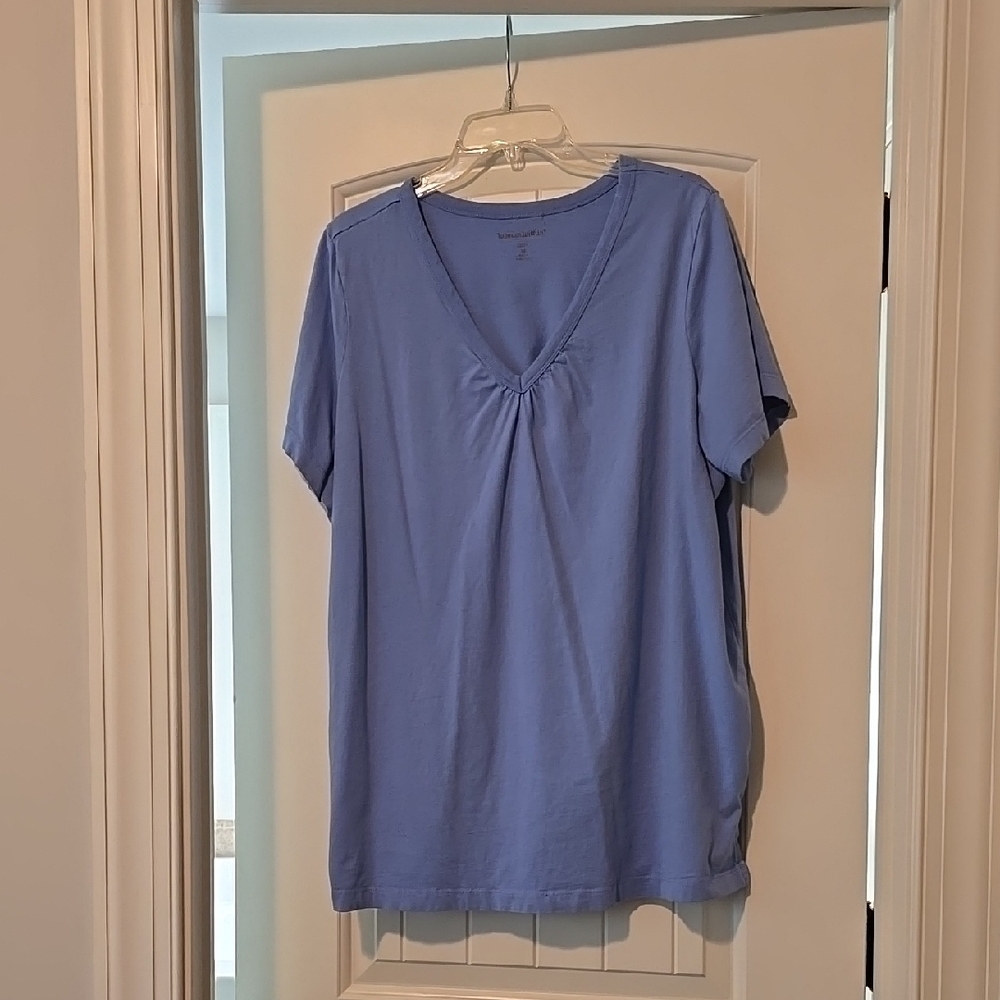Women's Blue V-Neck Top